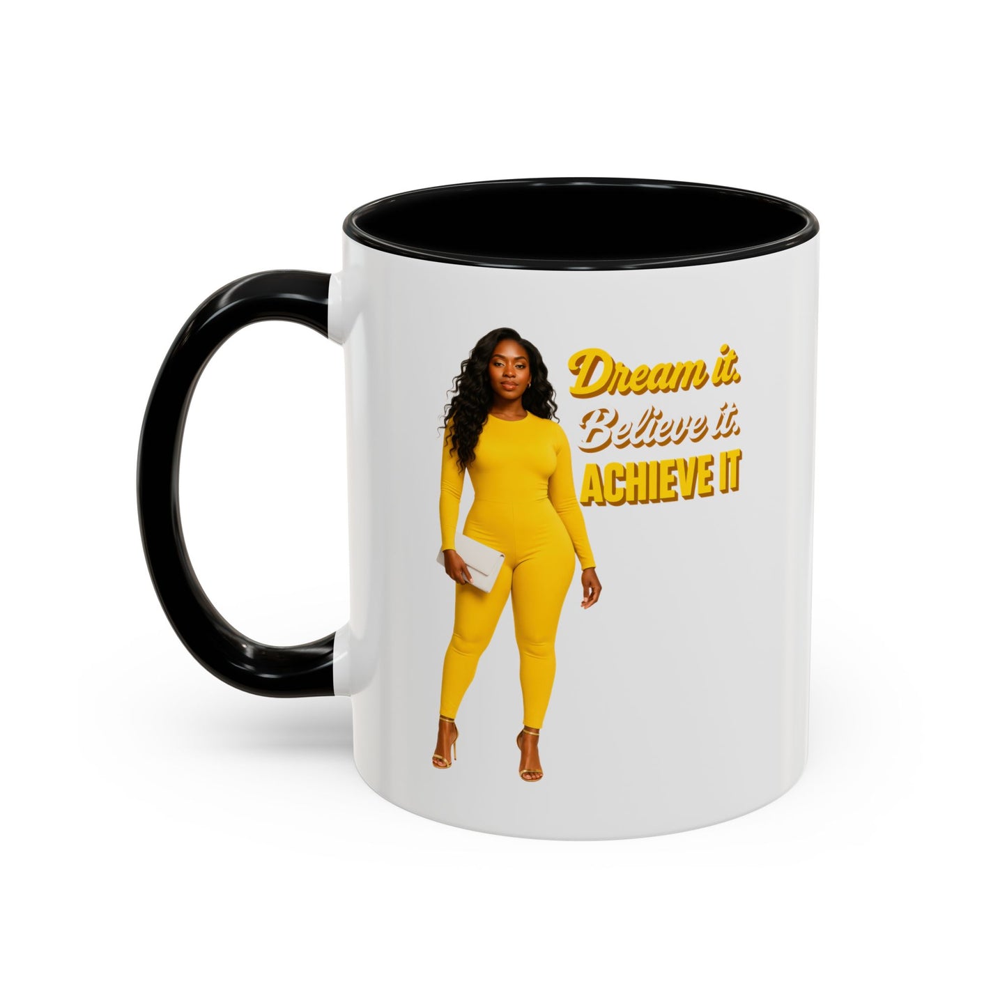 Inspiring Accent Coffee Mug - Dream It, Believe It, Achieve It, Motivational Gift, Coffee Lovers, Home Office Decor