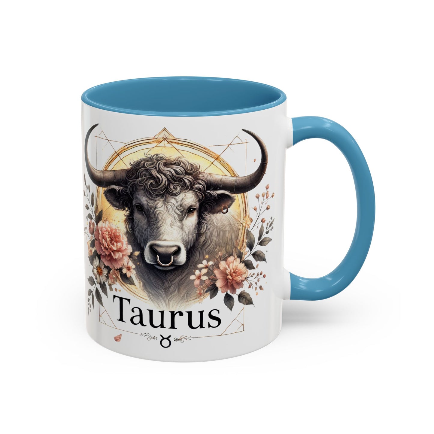 Taurus Floral Accent Coffee Mug | Astrology Gift for Taurus Fans | Office, Birthday, Zodiac Decor, Personalized Mug, Home & Kitchen