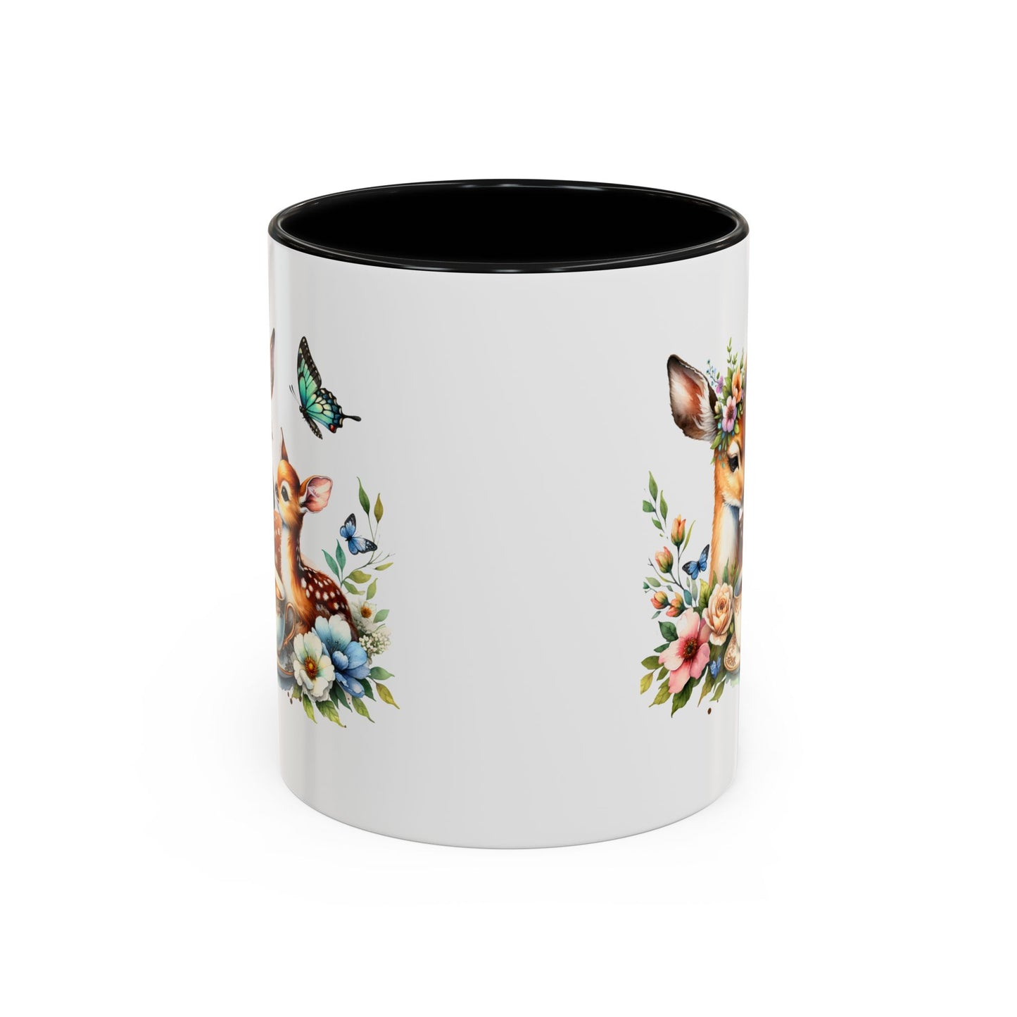 Charming Forest Friends Mug, Gift for Nature Lovers, Cute Coffee Mug, Deer and Floral Design, Mother's Day Present