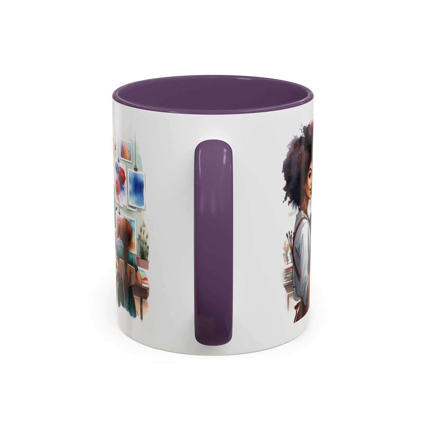 Artistic Creative Coffee Mug for Artists, Unique Mug Gift, Black Handle Ceramic Cup, Inspirational Art Lover Drinkware, Paint Palette Design