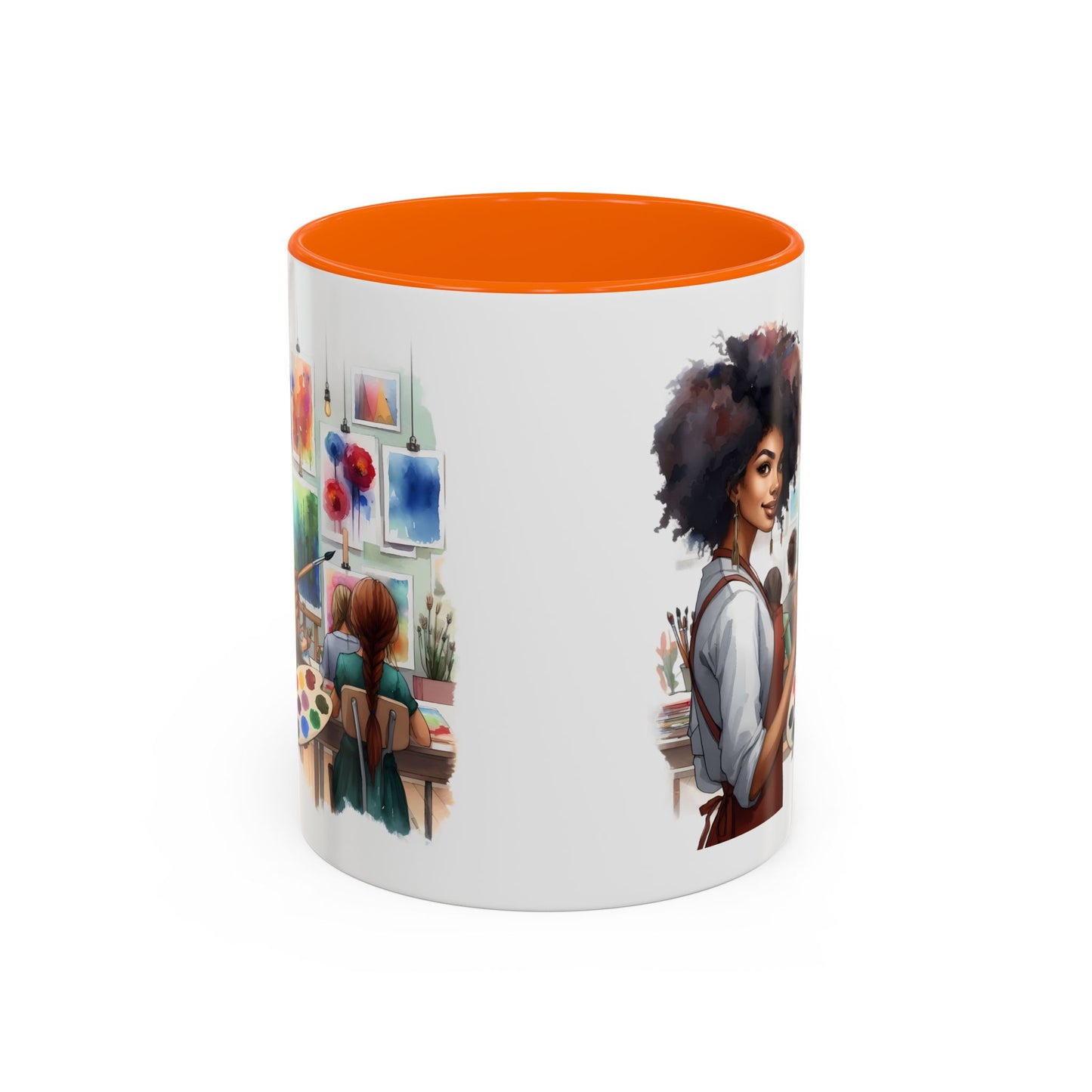 Artistic Creative Coffee Mug for Artists, Unique Mug Gift, Black Handle Ceramic Cup, Inspirational Art Lover Drinkware, Paint Palette Design