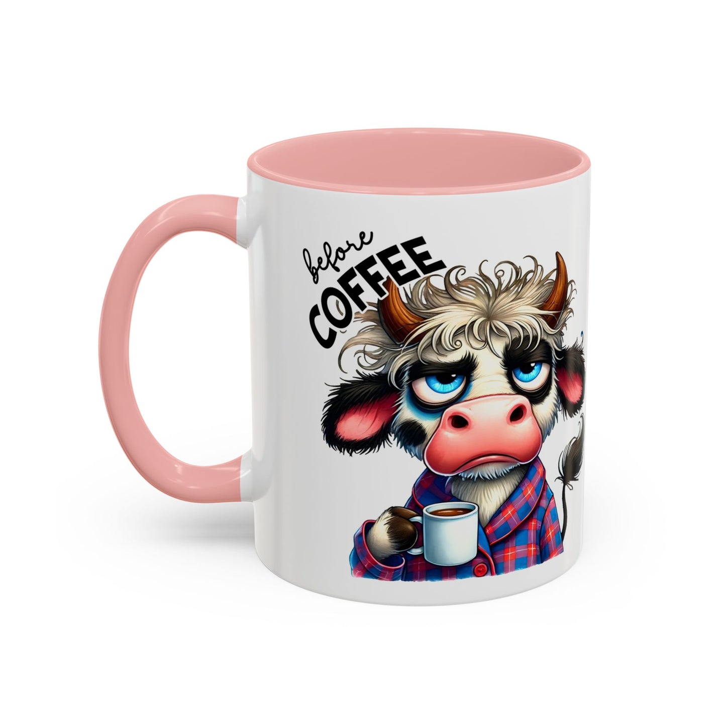 Caffeinated Cow Mug, Cute Animal Coffee Cup, Farmhouse Kitchen Gift, Fun Ceramic Mug for Coffee Lovers, Unique Drinkware for Holidays