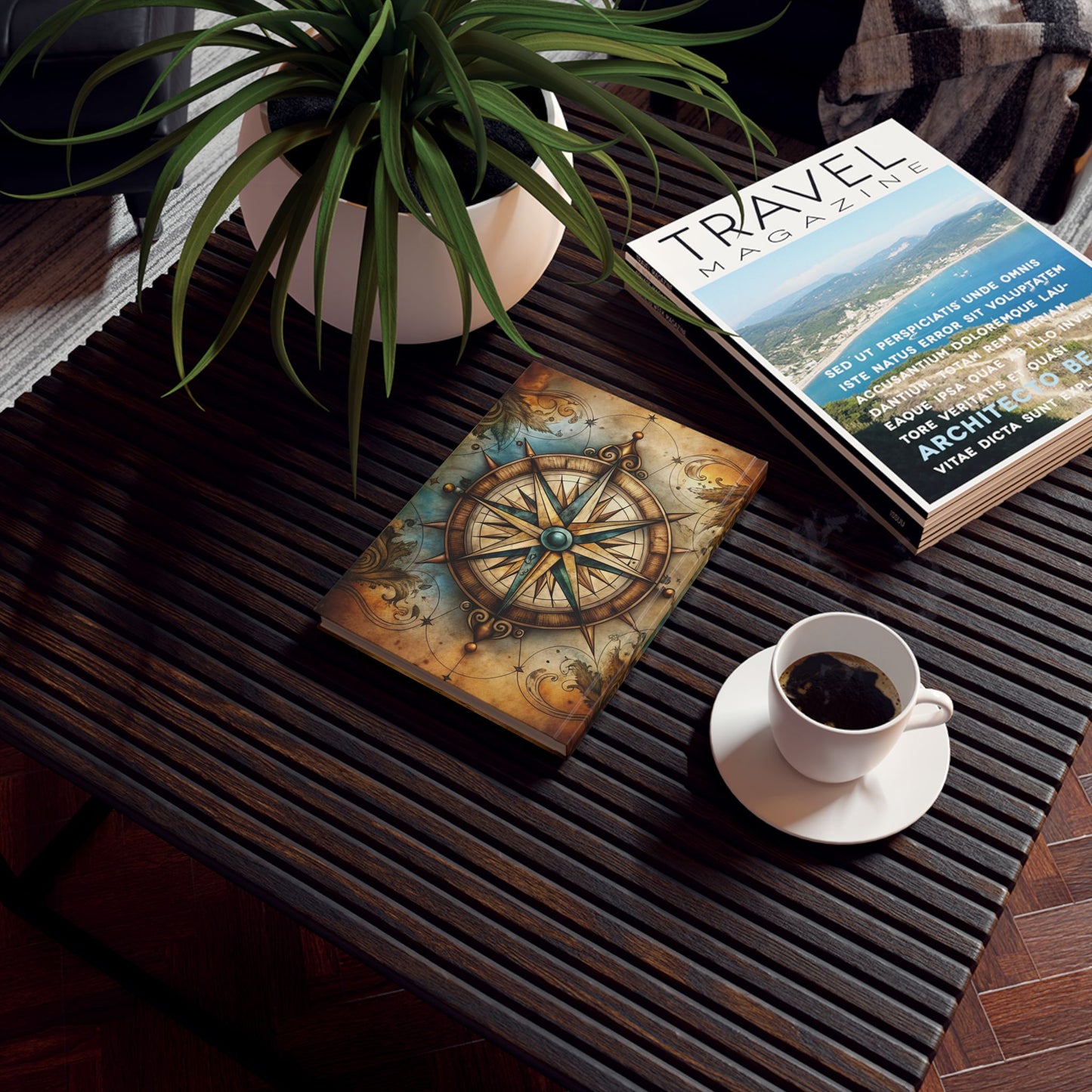 Compass Themed Hard Backed Journal, Travel Notebook, Writing Diary, Gifts for Explorers, Adventure Log