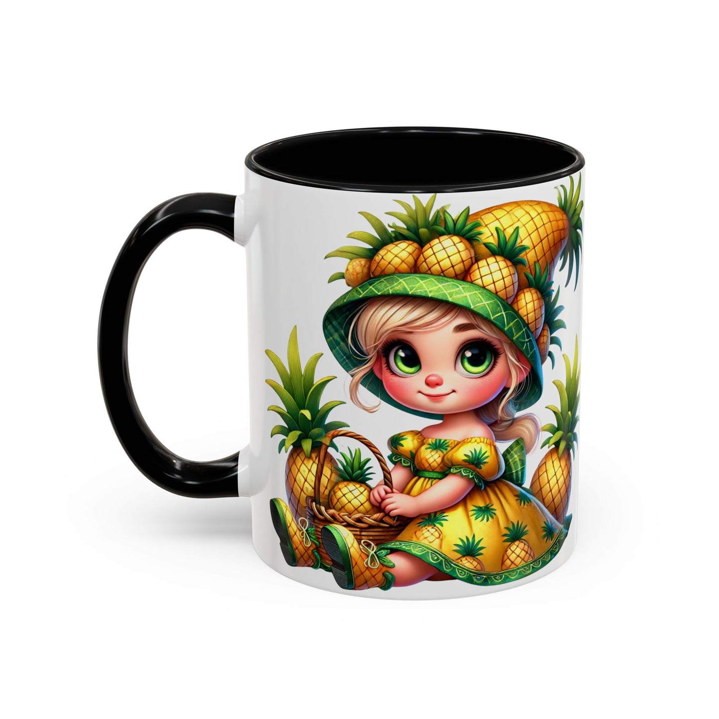 Pineapple Paradise Accent Coffee Mug - Cute Tropical Design, 11oz & 15oz