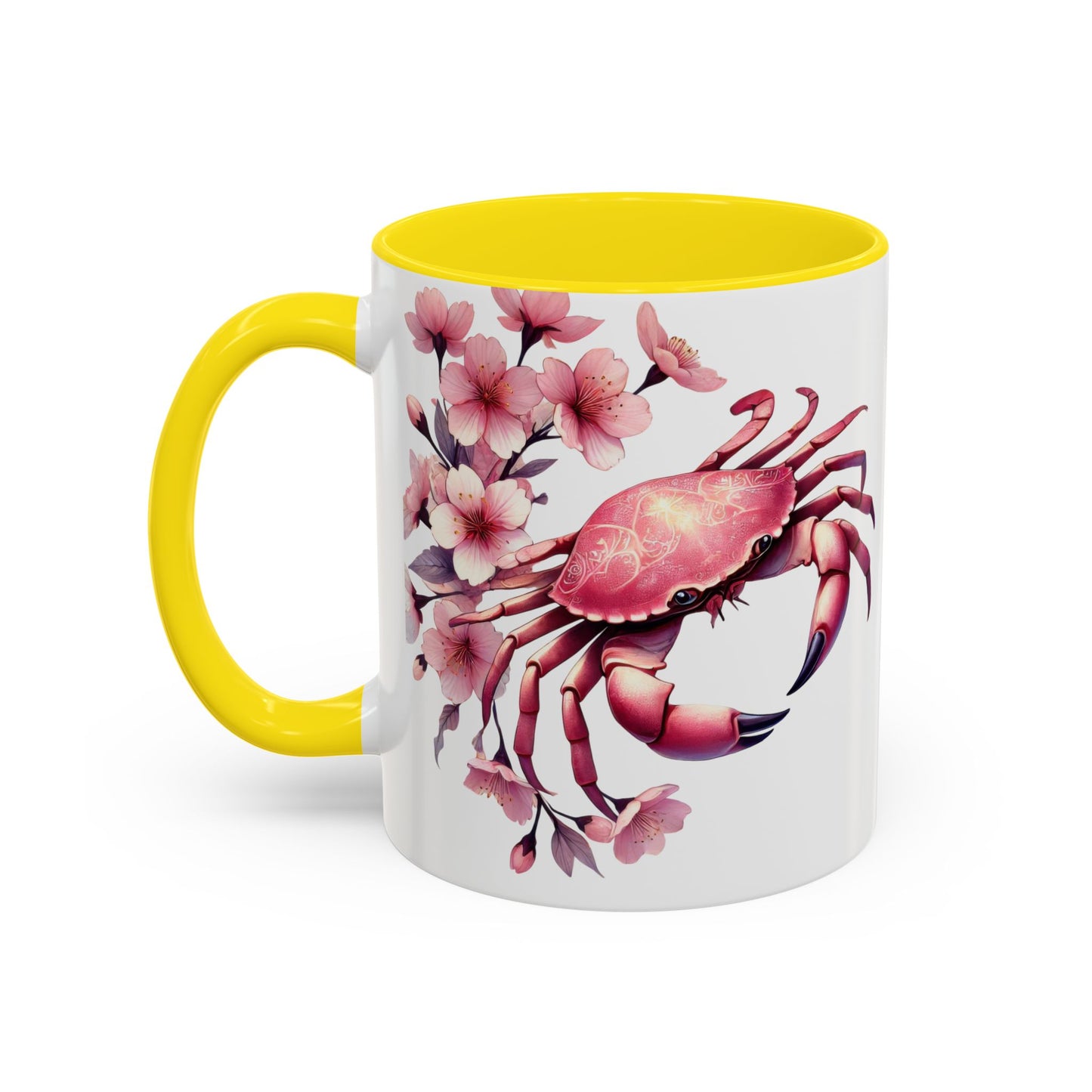 Artistic Crab & Cherry Blossom Mug - 11 & 15oz Accent Coffee Cup