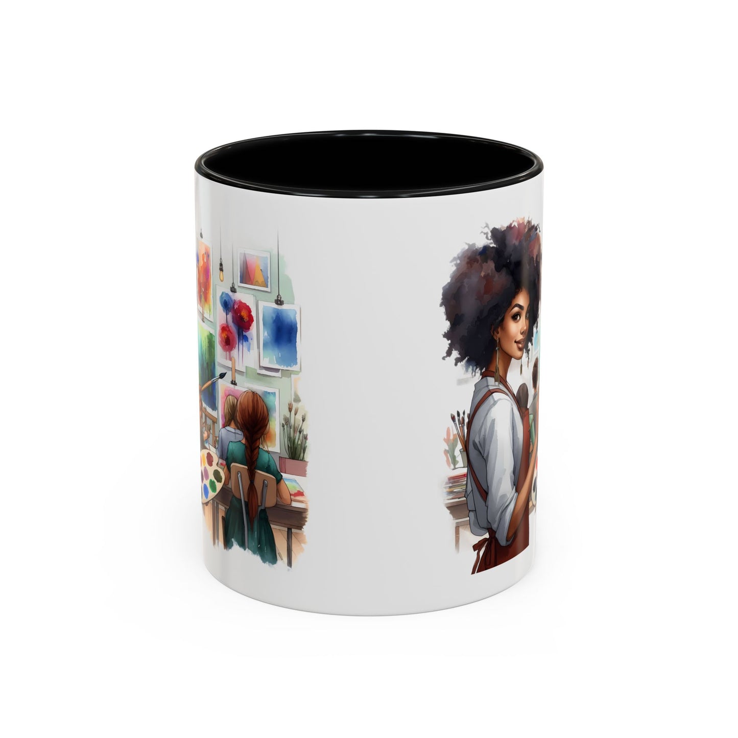 Artistic Creative Coffee Mug for Artists, Unique Mug Gift, Black Handle Ceramic Cup, Inspirational Art Lover Drinkware, Paint Palette Design