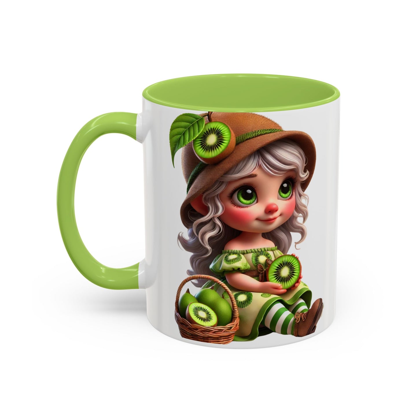 Whimsical Kiwi Accent Coffee Mug - Adorable Greenery Design for Nature Lovers