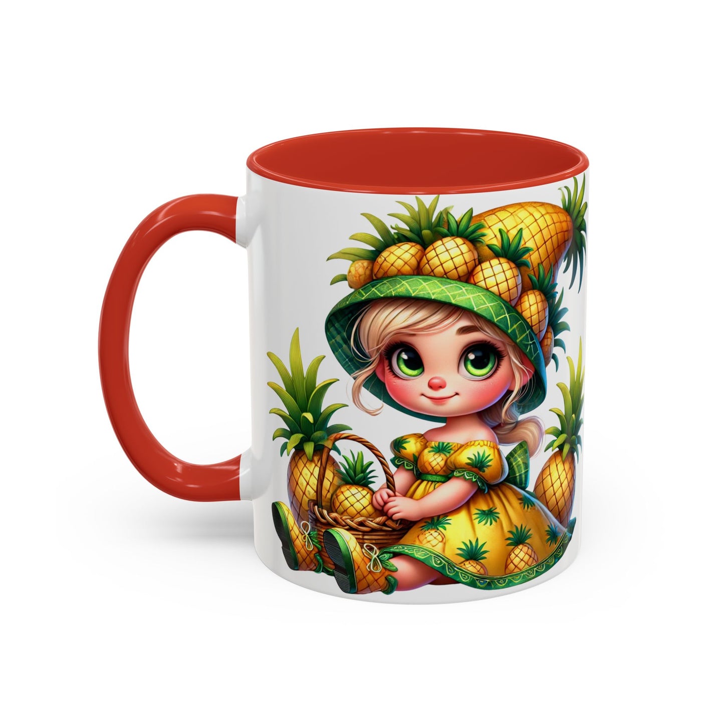 Pineapple Paradise Accent Coffee Mug - Cute Tropical Design, 11oz & 15oz