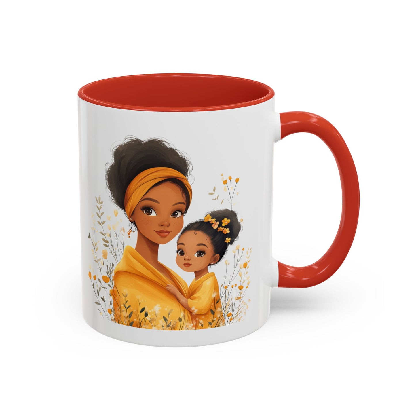 Cozy Mother & Child Coffee Mug, Floral Coffee Cup, Gift for Mom, Tea Lover’s Mug, Cute Mom Mug