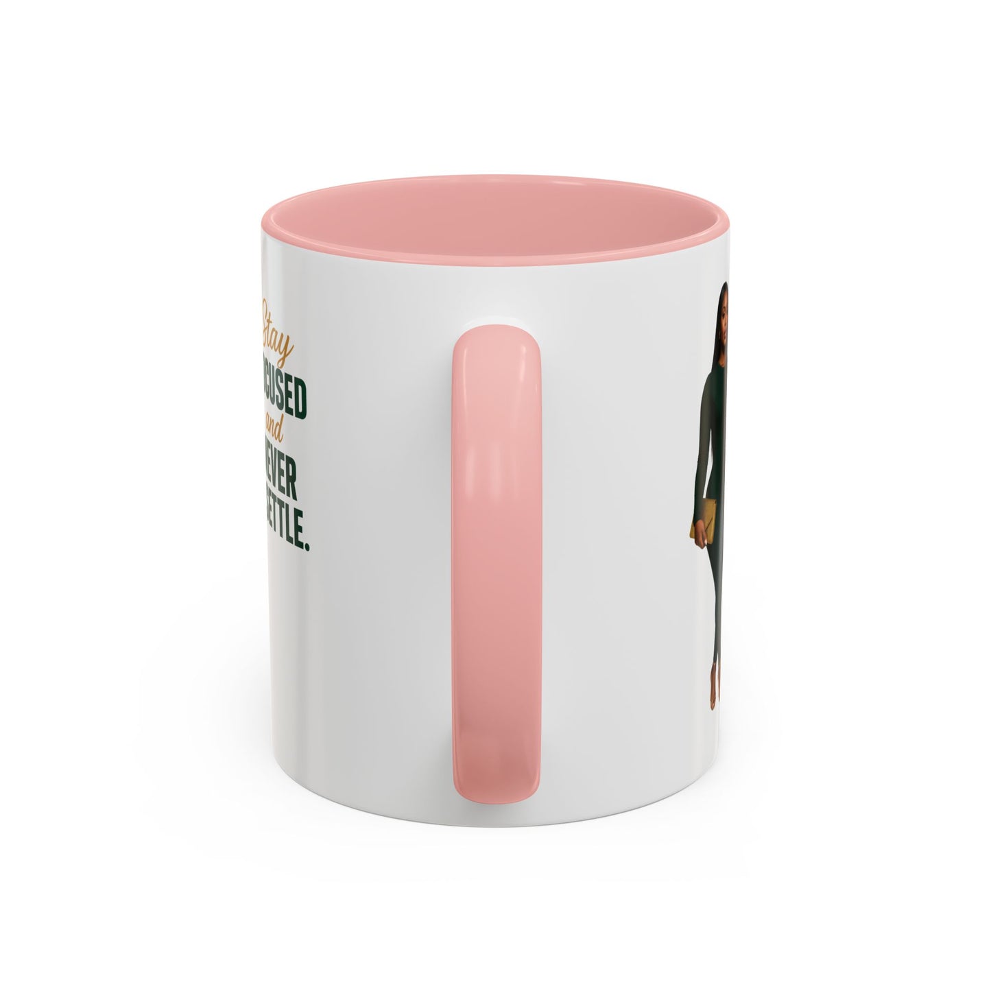 Motivational Accent Coffee Mug - Stay Focused and Never Settle | Inspirational Gift, Coffee Lover, Office Decor, Home Kitchen