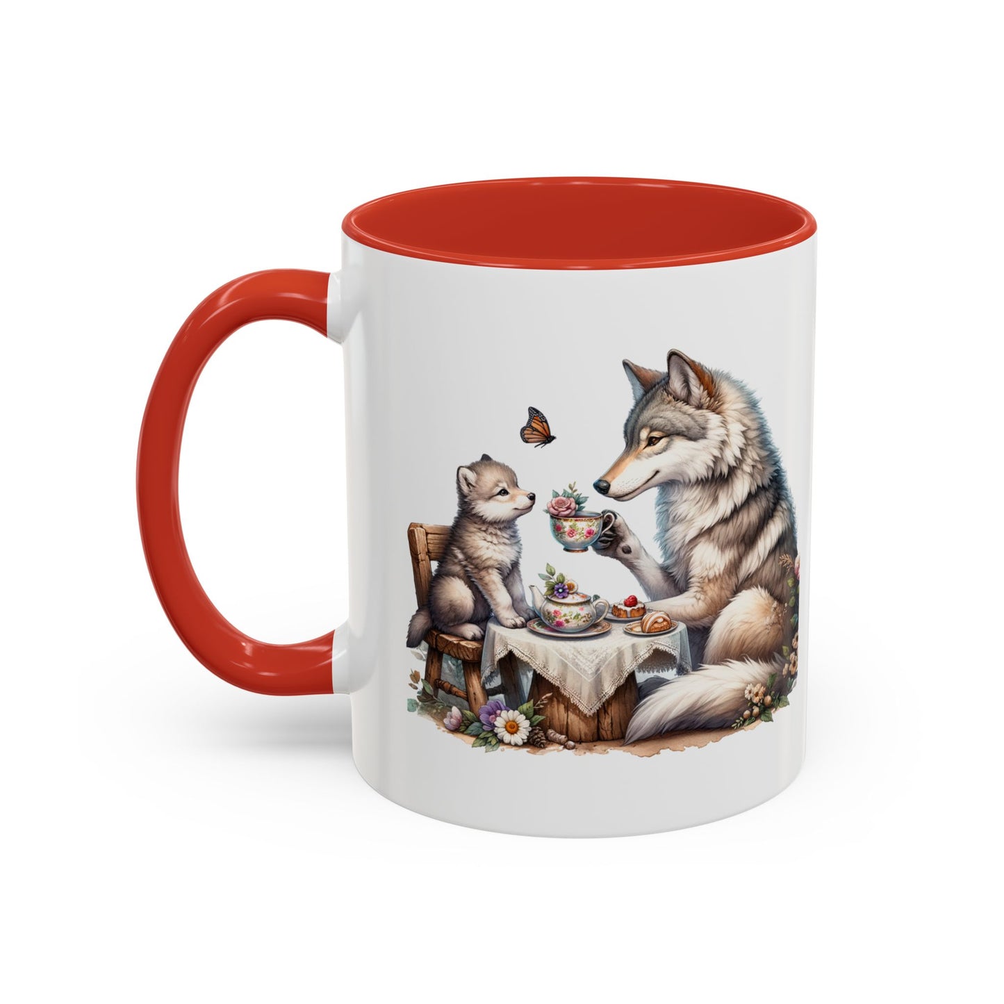 Whimsical Wolf Tea Time Mug | Cute Animal Coffee Cup, Gifts for Animal Lovers, Home Decor, Cozy Kitchen, Unique Gift Idea