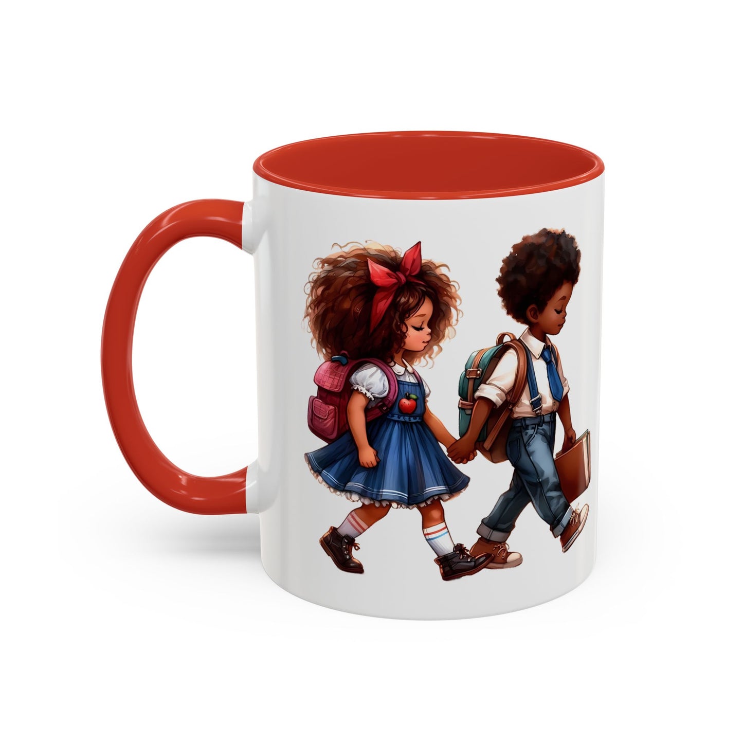 Cute Kids Walking Accent Coffee Mug | Back to School, Teacher Gift, Children's Art, Personalized Tea Cup, Unique Gift Idea