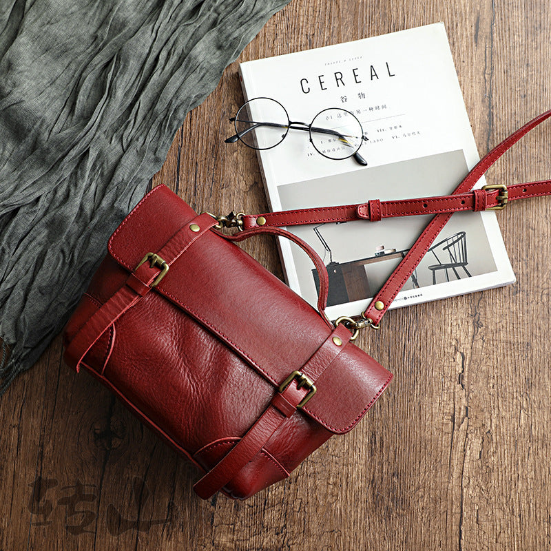 Female Bag Vegetable Tanned Tree Cream Leather Bag Handmade