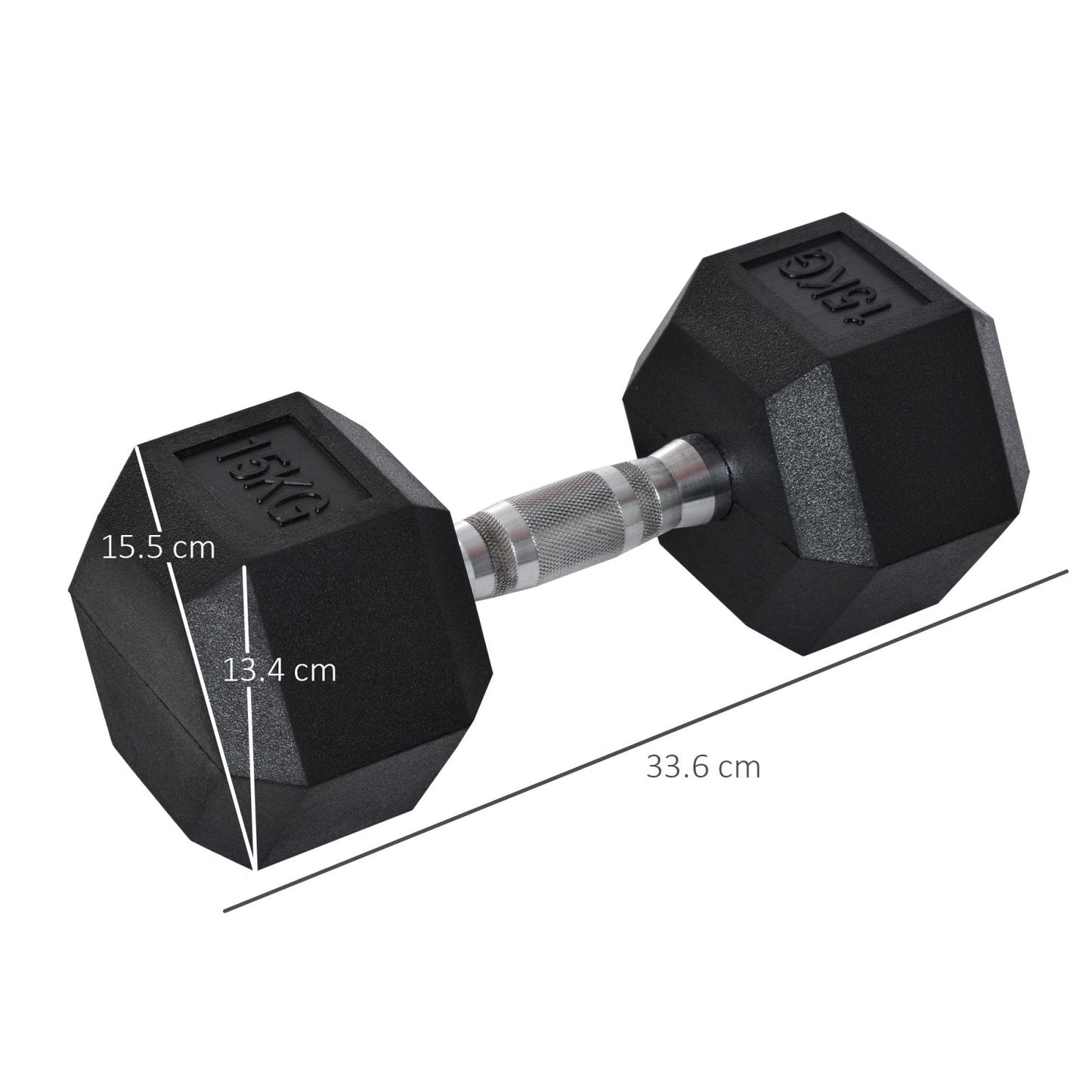 15KG Single Rubber Hex Dumbbell - Portable Home Gym Weight-2