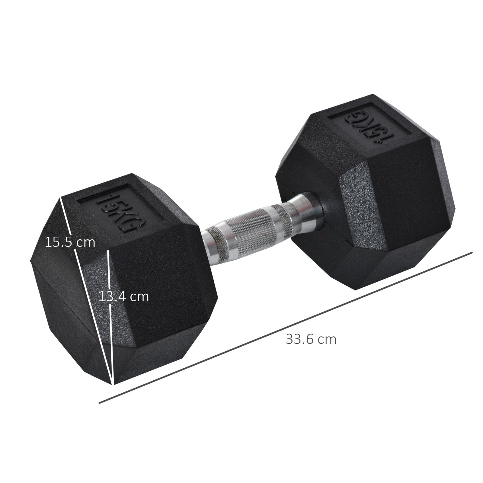 15KG Single Rubber Hex Dumbbell - Portable Home Gym Weight-2
