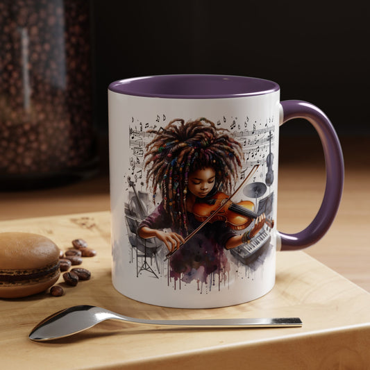 Musical Accent Coffee Mug, Music Lover Gift, Black and White Mug, Jazz Theme Mug, Artist Appreciation