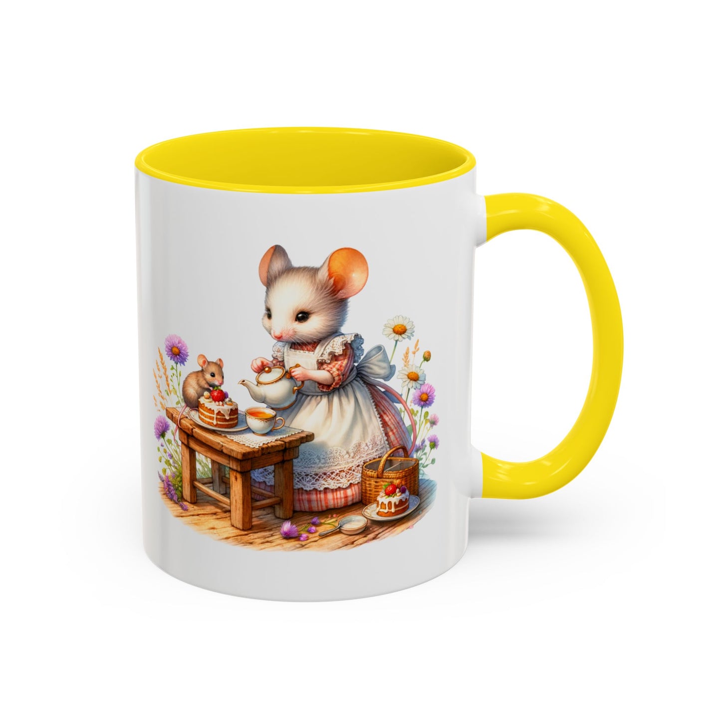 Adorable Mouse Kitchen Coffee Mug, Cute Animal Mug, Gift for Baking Lovers, Cozy Home Decor, Kitchenware, Tea Mug, Floral Design