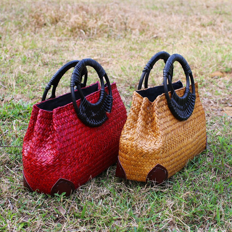 Retro Travel Beach Bag Hand-Woven Bag Female Bag