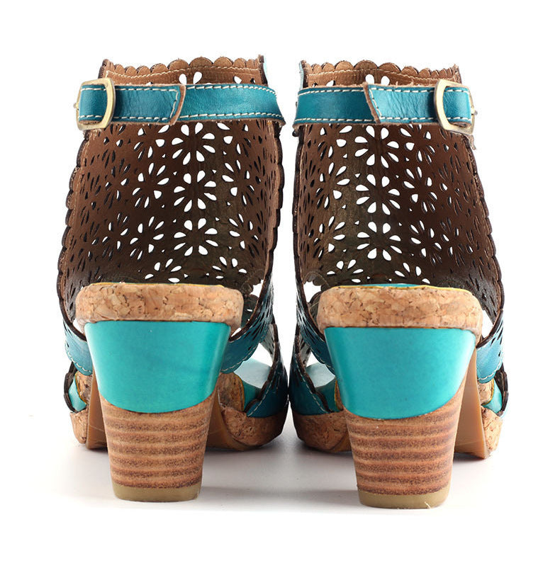 Original Handmade High-Heeled Suede Sandals Women