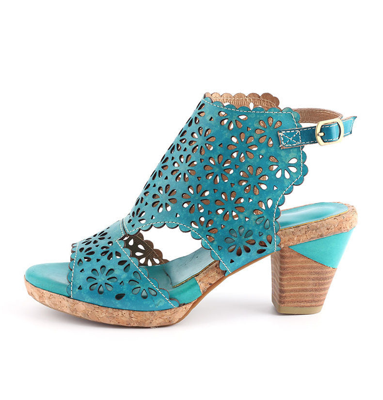 Original Handmade High-Heeled Suede Sandals Women