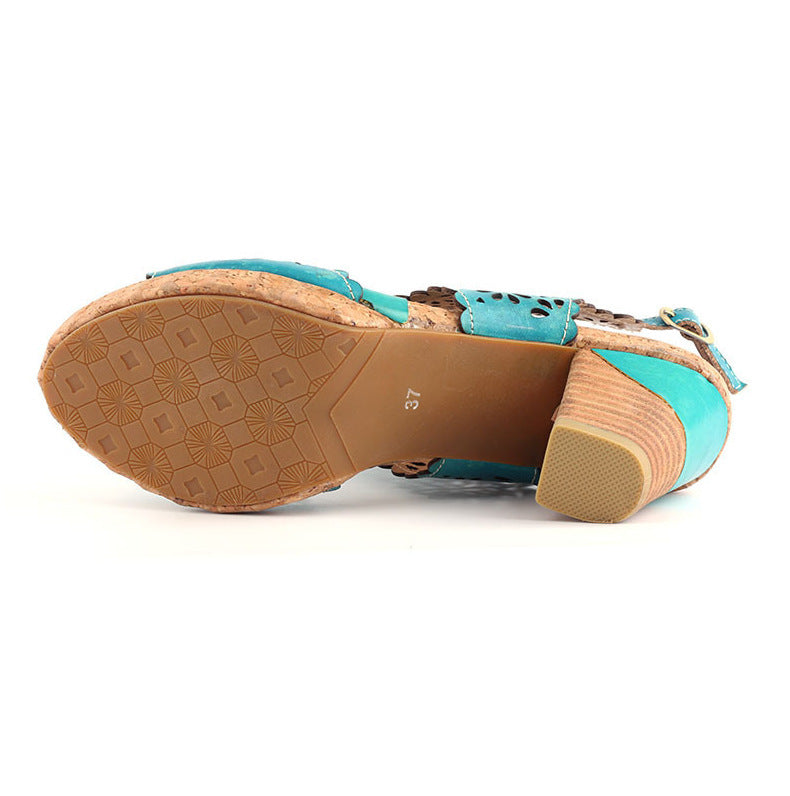 Original Handmade High-Heeled Suede Sandals Women