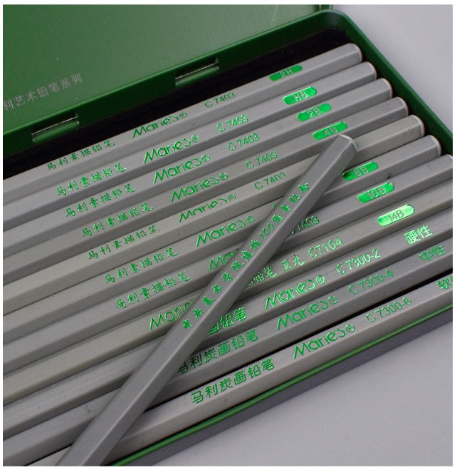 Soft, Medium And Hard Charcoal Box With Drawing Pencil Set