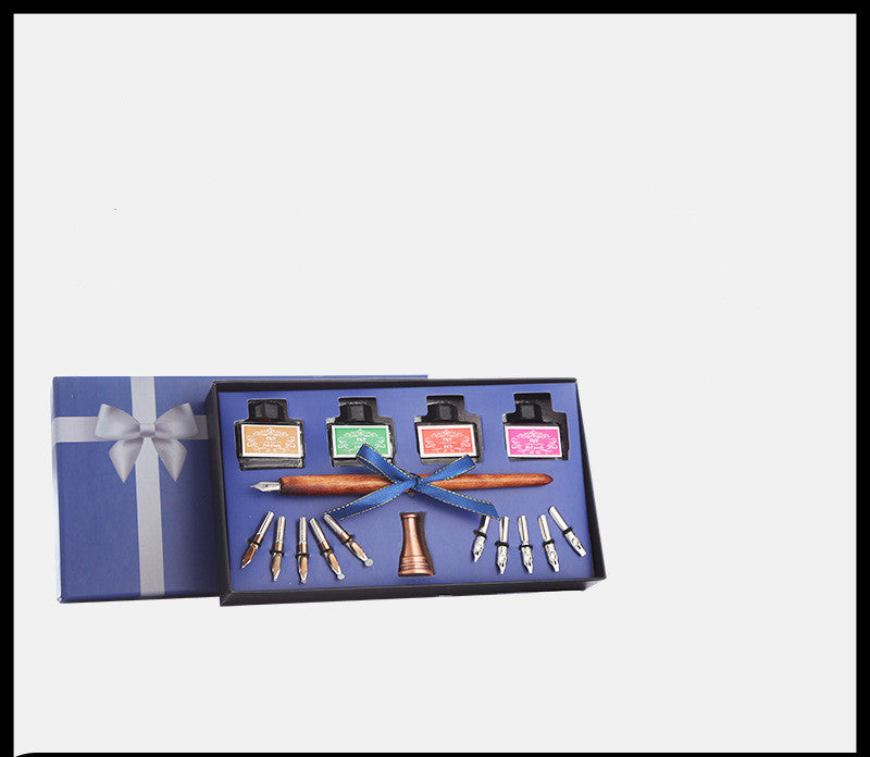 Pen and Ink Gift Box Wooden Dip Pen Set