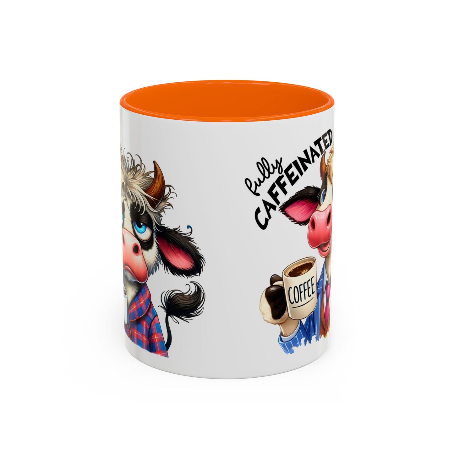 Caffeinated Cow Mug, Cute Animal Coffee Cup, Farmhouse Kitchen Gift, Fun Ceramic Mug for Coffee Lovers, Unique Drinkware for Holidays