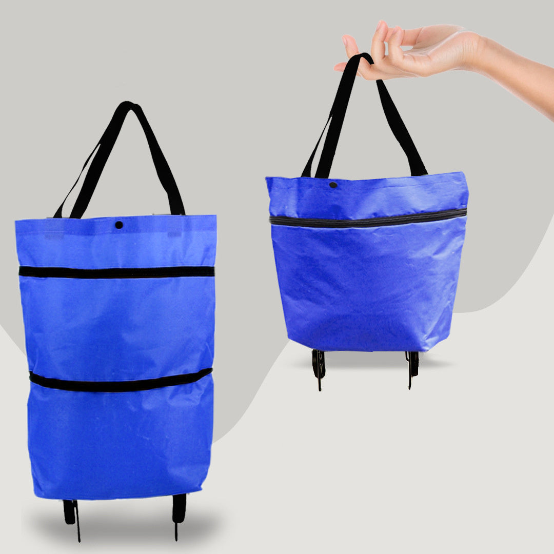 2 in 1 Foldable Shopping Cart with Wheels Premium Oxford Fabric Multifunction Shopping Bag Organizer High Capacity Store Hive UNIjuntos