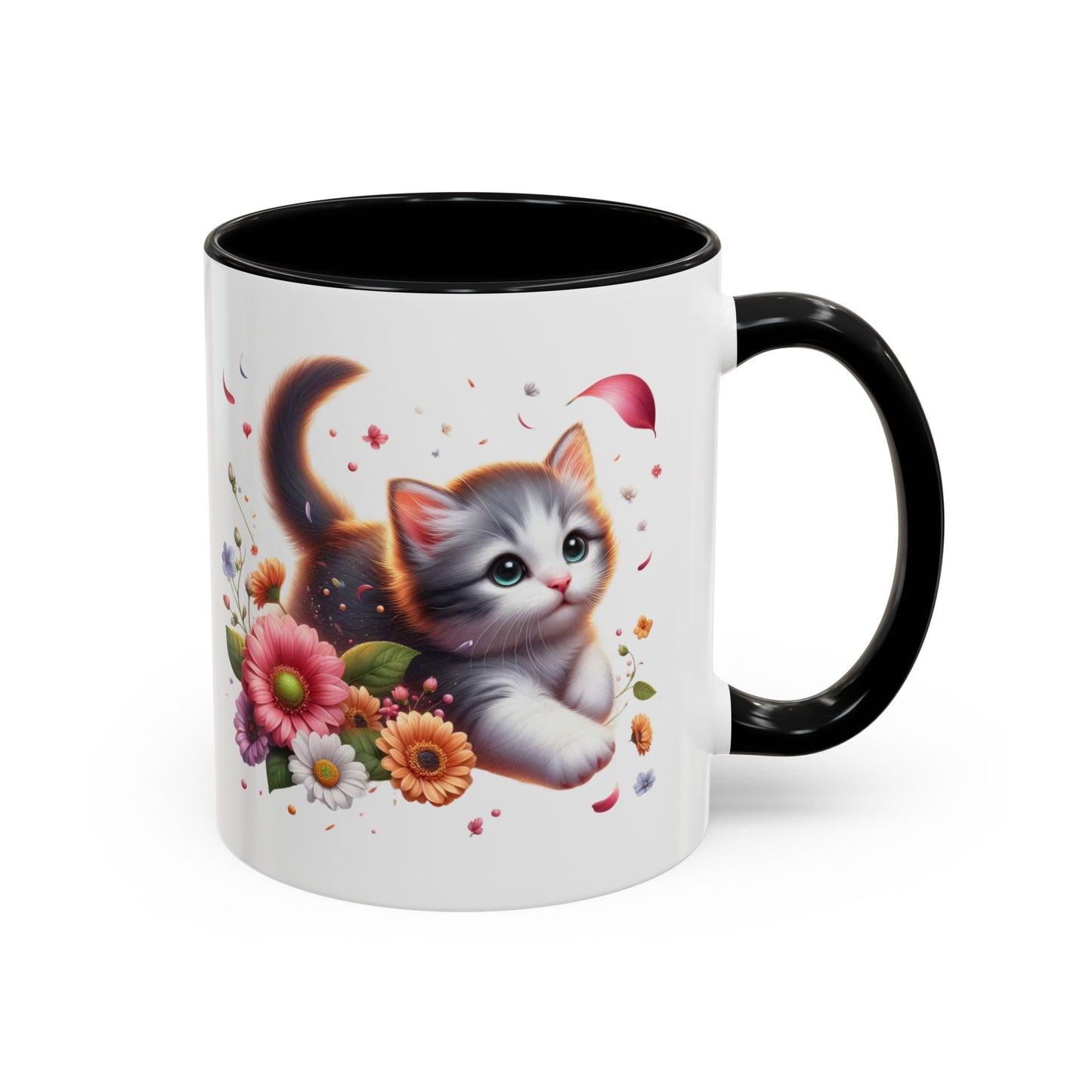 Whimsical Cat Coffee Mug | Cute Pet Lovers Gift | Floral Design | 11 & 15oz | Perfect for Birthdays, Anniversaries, Cat Enthusiasts