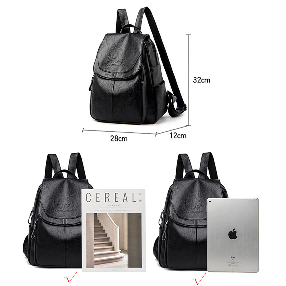 Xiangfei Kangaroo Soft Leather Backpack Female New Fashion Casual Backpack Soft Leather Large Capacity Travel Bag