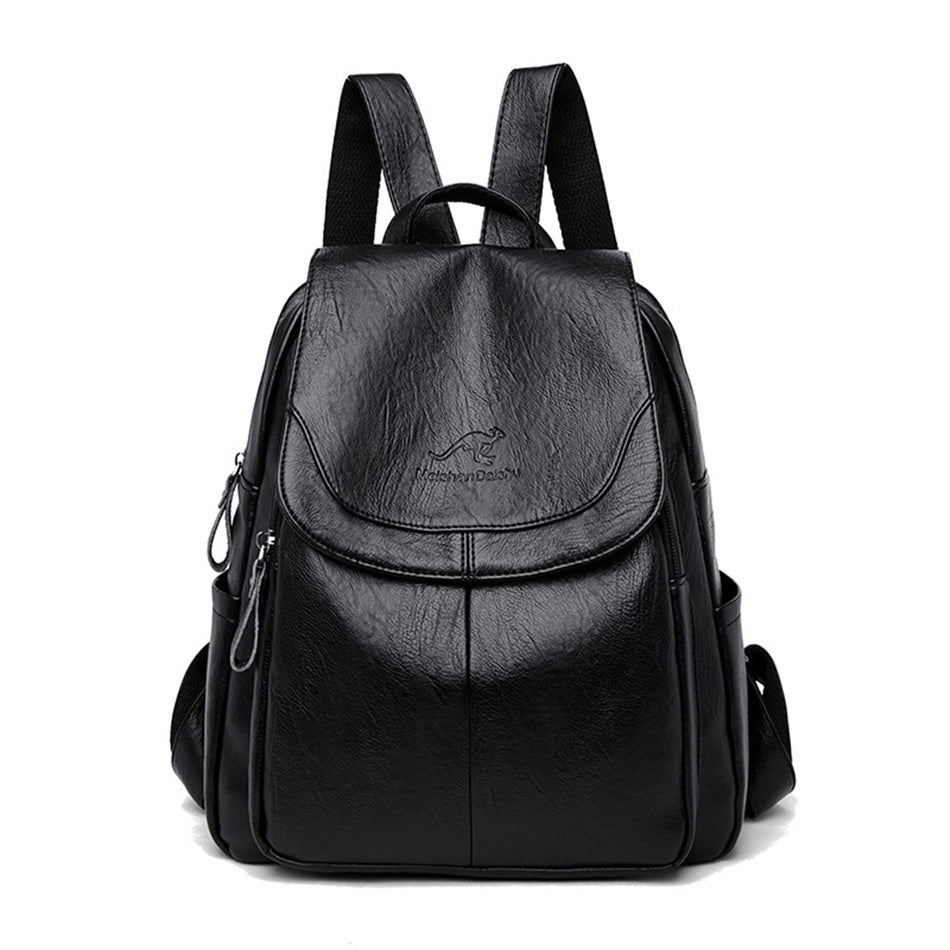 Xiangfei Kangaroo Soft Leather Backpack Female New Fashion Casual Backpack Soft Leather Large Capacity Travel Bag