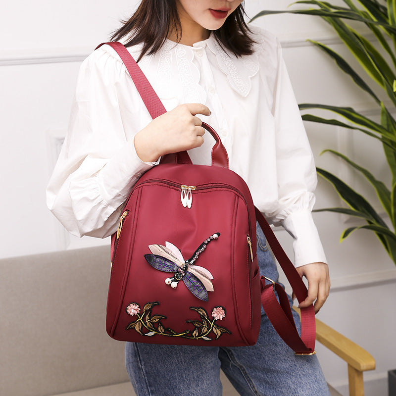 New Retro Chinese Style Embroidered Women'S Backpack, Oxford Cloth Multi-Purpose Fashion Casual Women'S Bag