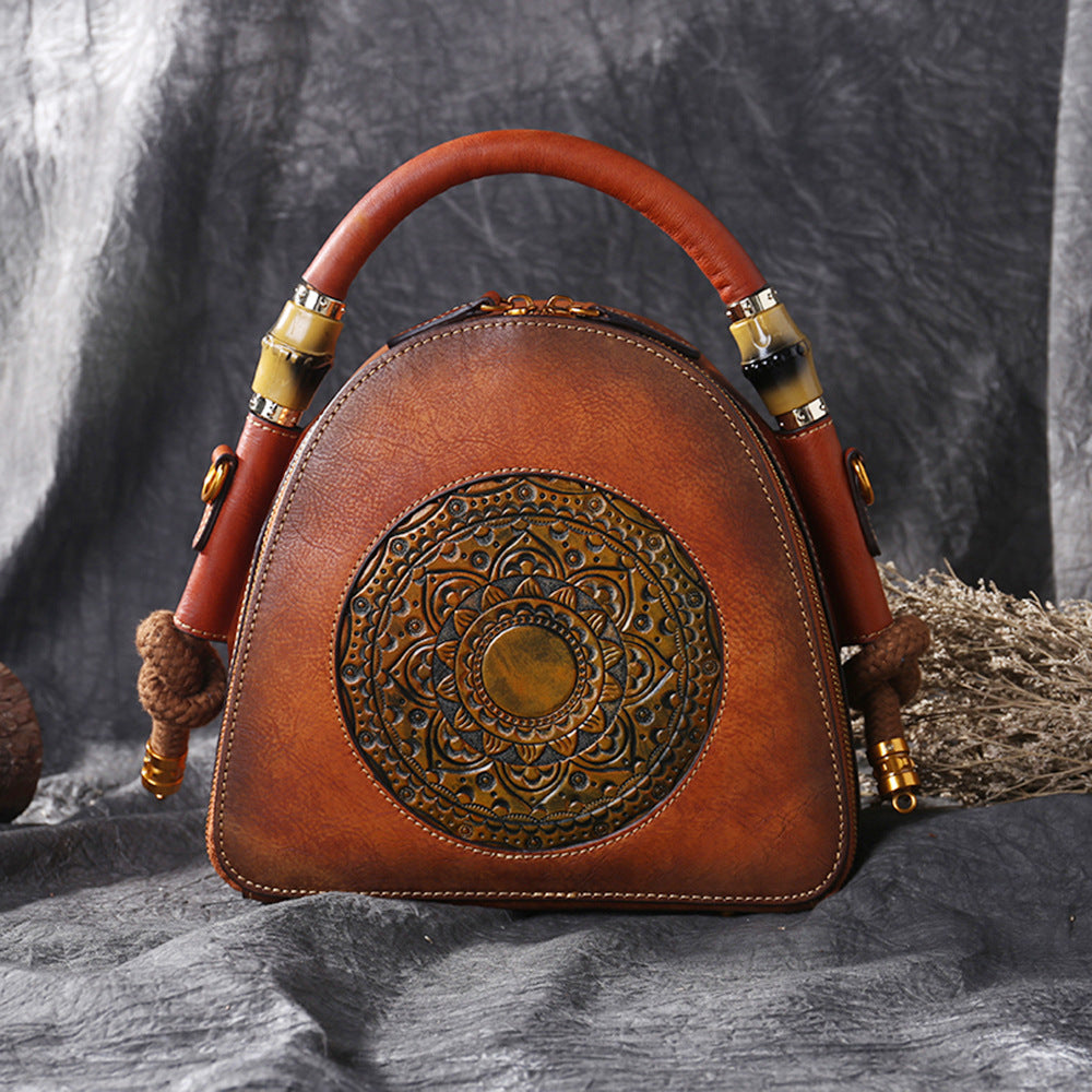 Leather Women's Bag Retro Head Leather