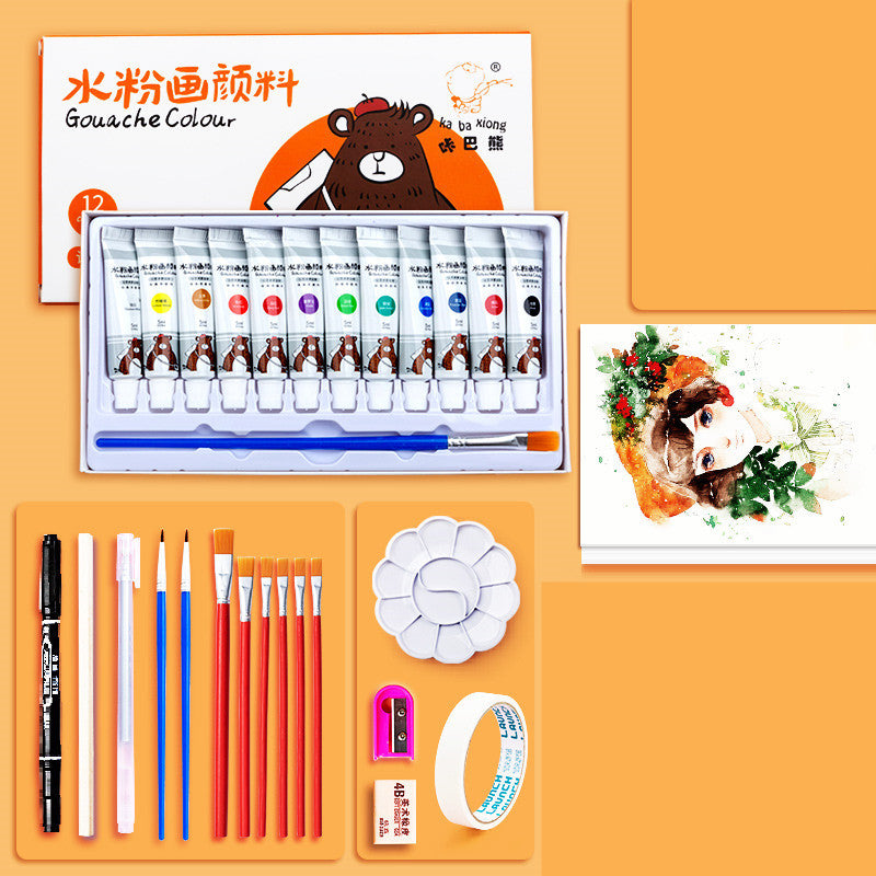 Gouache Pigment Set 24 Solid Watercolor Painting Tools