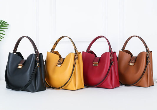 New Style Pu Korean Bucket Type Solid Color Leather Pattern One-Shoulder Portable Leisure Bag