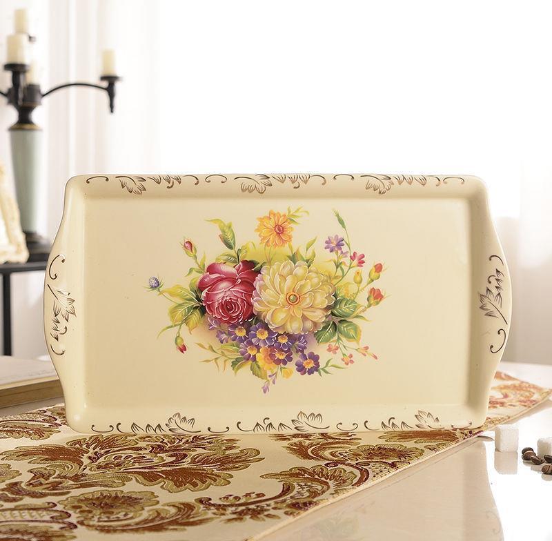 Flowering Shrubs Pattern Golden Leaves Porcelain Sugar and Creamer Bowl Set