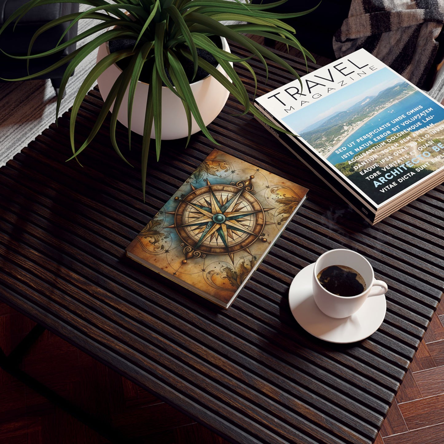 Compass Themed Hard Backed Journal, Travel Notebook, Writing Diary, Gifts for Explorers, Adventure Log