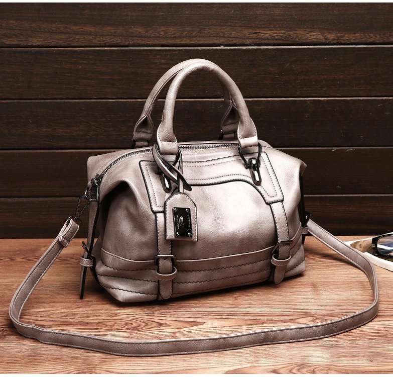 Shoulder Messenger Portable Boston Bag Single Shoulder Bag Soft Leather Trendy Bag
