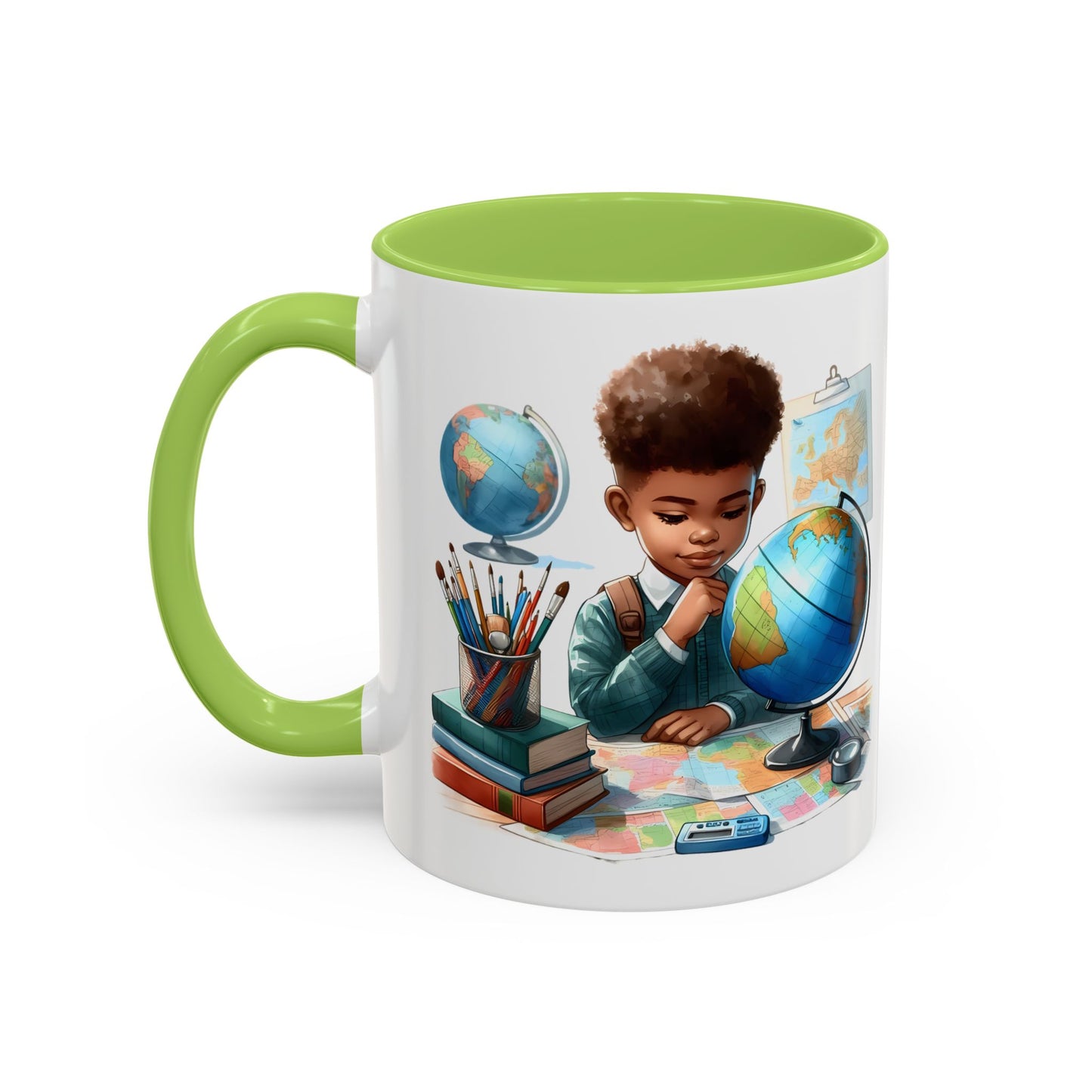 World Explorer Accent Coffee Mug - Perfect for Students, Travel Lovers, Teachers, Back to School, Gift for Kids