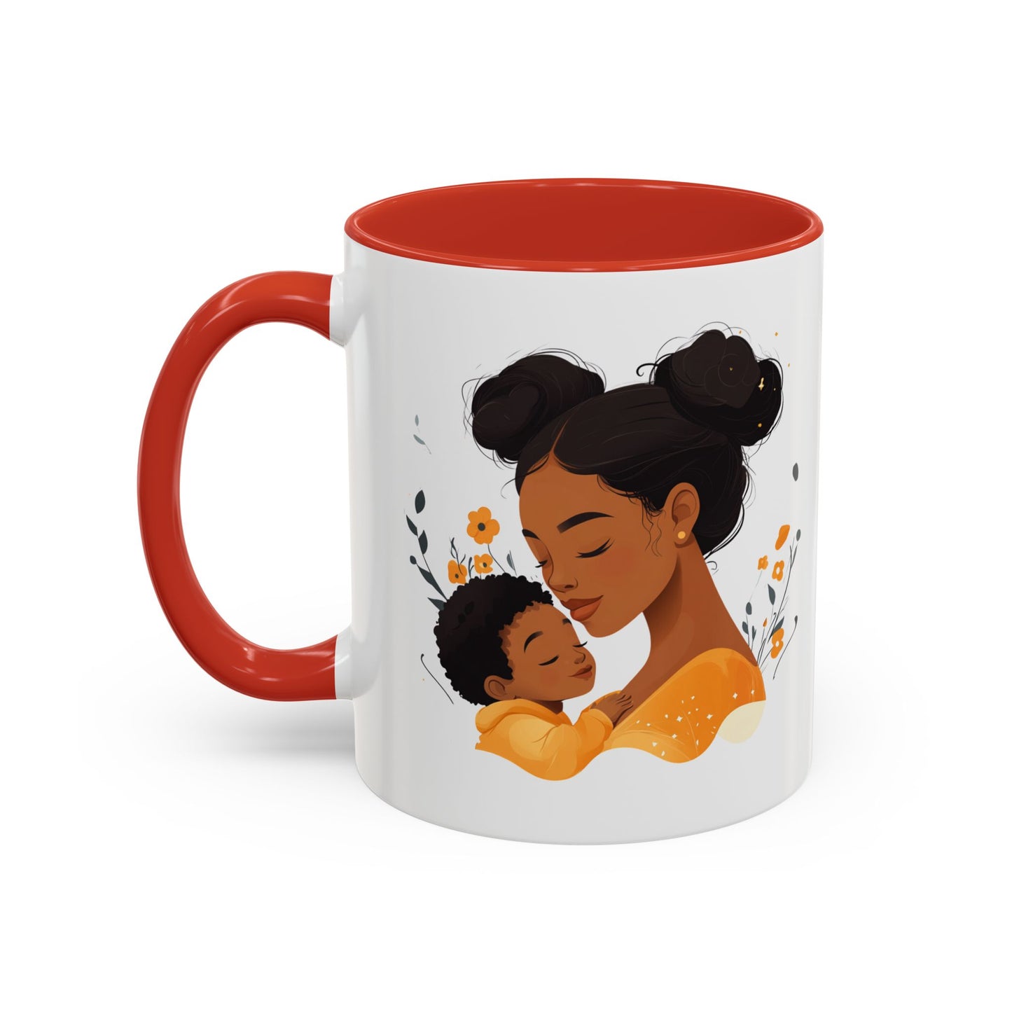 Mother and Child Accent Coffee Mug, Inspirational Drinkware, Gift for Mothers Day, Cute Family Mug, Cozy Coffee Cup, Loving Bond Mug