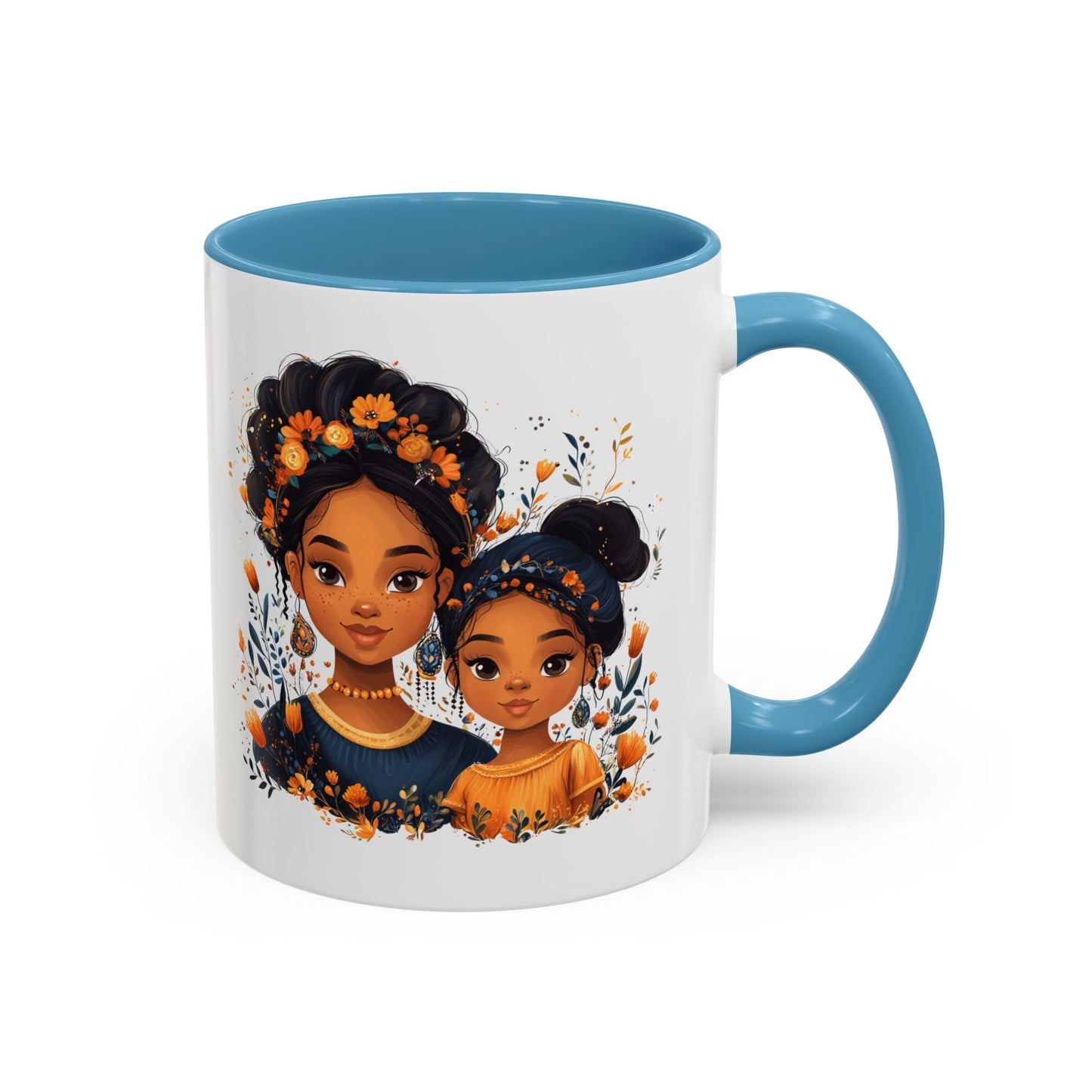 Cute Floral Accent Mug for Coffee Lovers, Gift for Moms, Family Bonding, Fall Decor, Unique Tea Mug