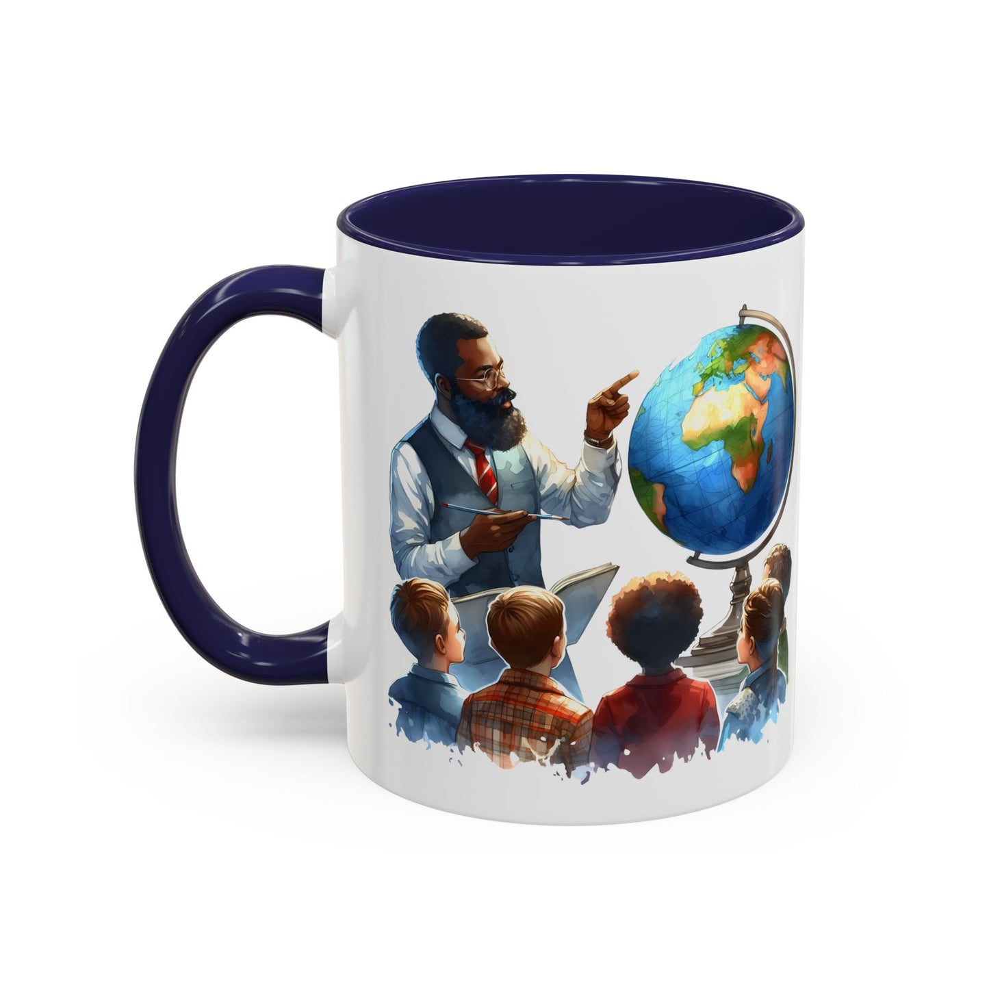 World Teacher Accent Coffee Mug - Inspiring Gift for Educators, Classroom Decor, Study Sessions, Teacher Appreciation, Travel Enthusiasts