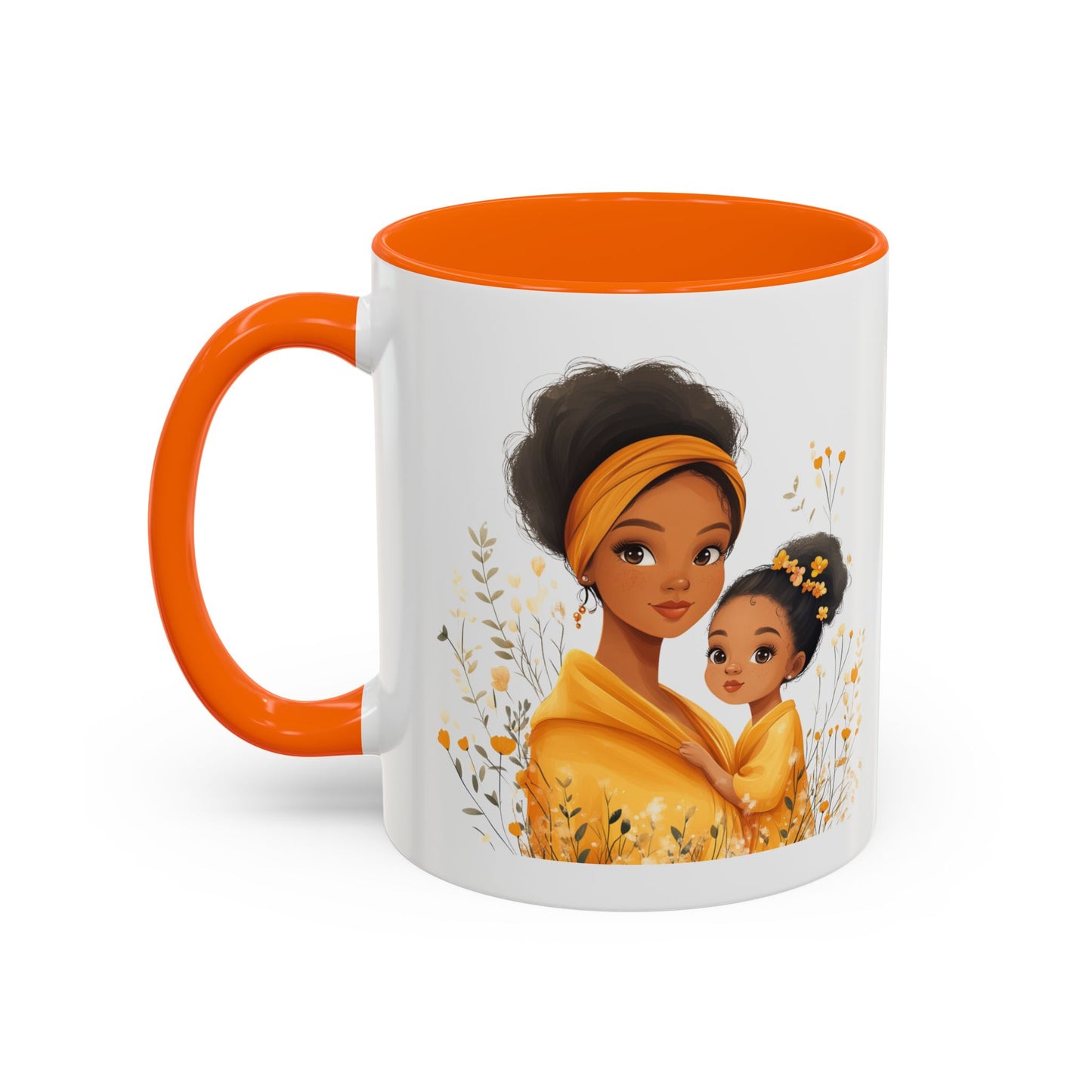 Cozy Mother & Child Coffee Mug, Floral Coffee Cup, Gift for Mom, Tea Lover’s Mug, Cute Mom Mug