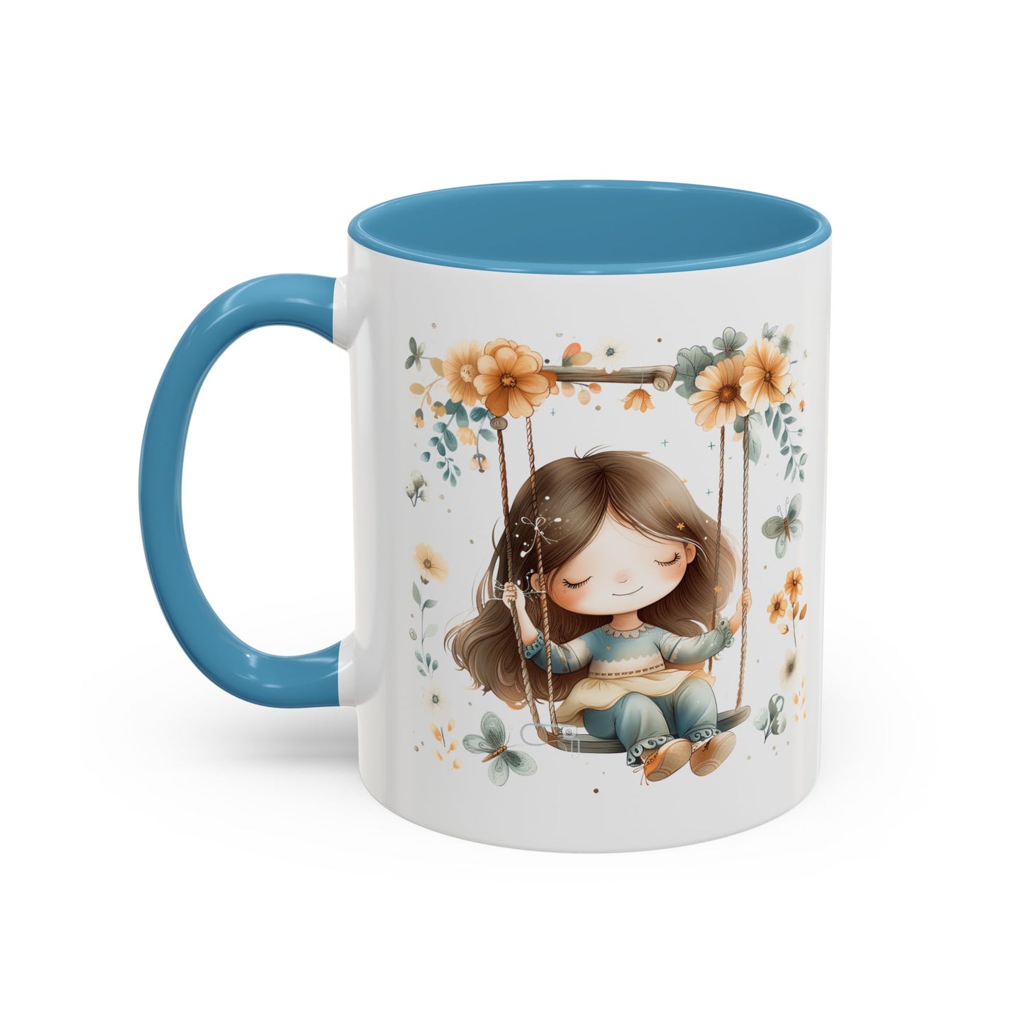 Whimsical Floral Swing Accent Coffee Mug, Cute Gift for Tea Lovers, Cozy Home Decor, Ideal for Birthdays, Mother’s Day, Girlfriend Gift