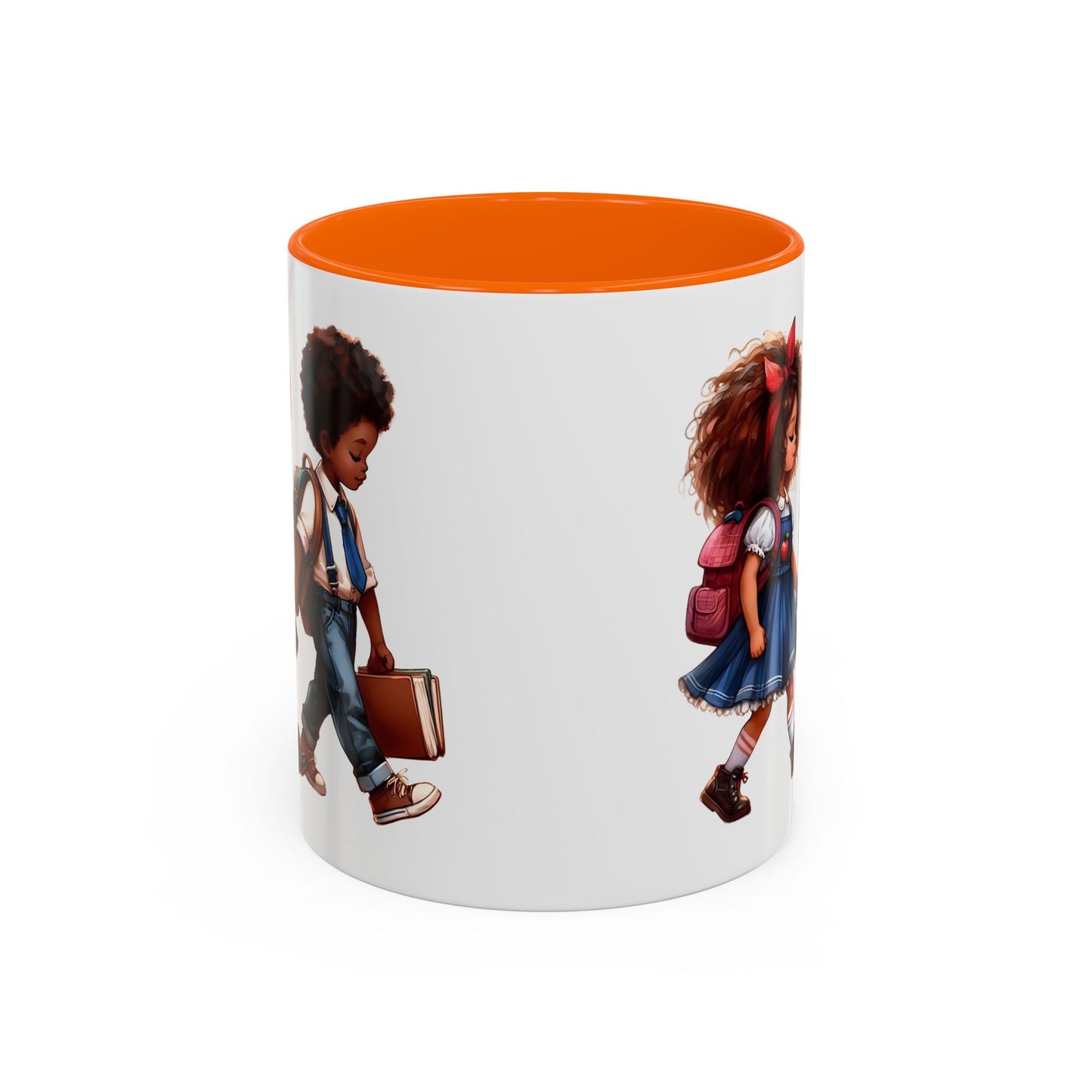 Cute Kids Walking Accent Coffee Mug | Back to School, Teacher Gift, Children's Art, Personalized Tea Cup, Unique Gift Idea