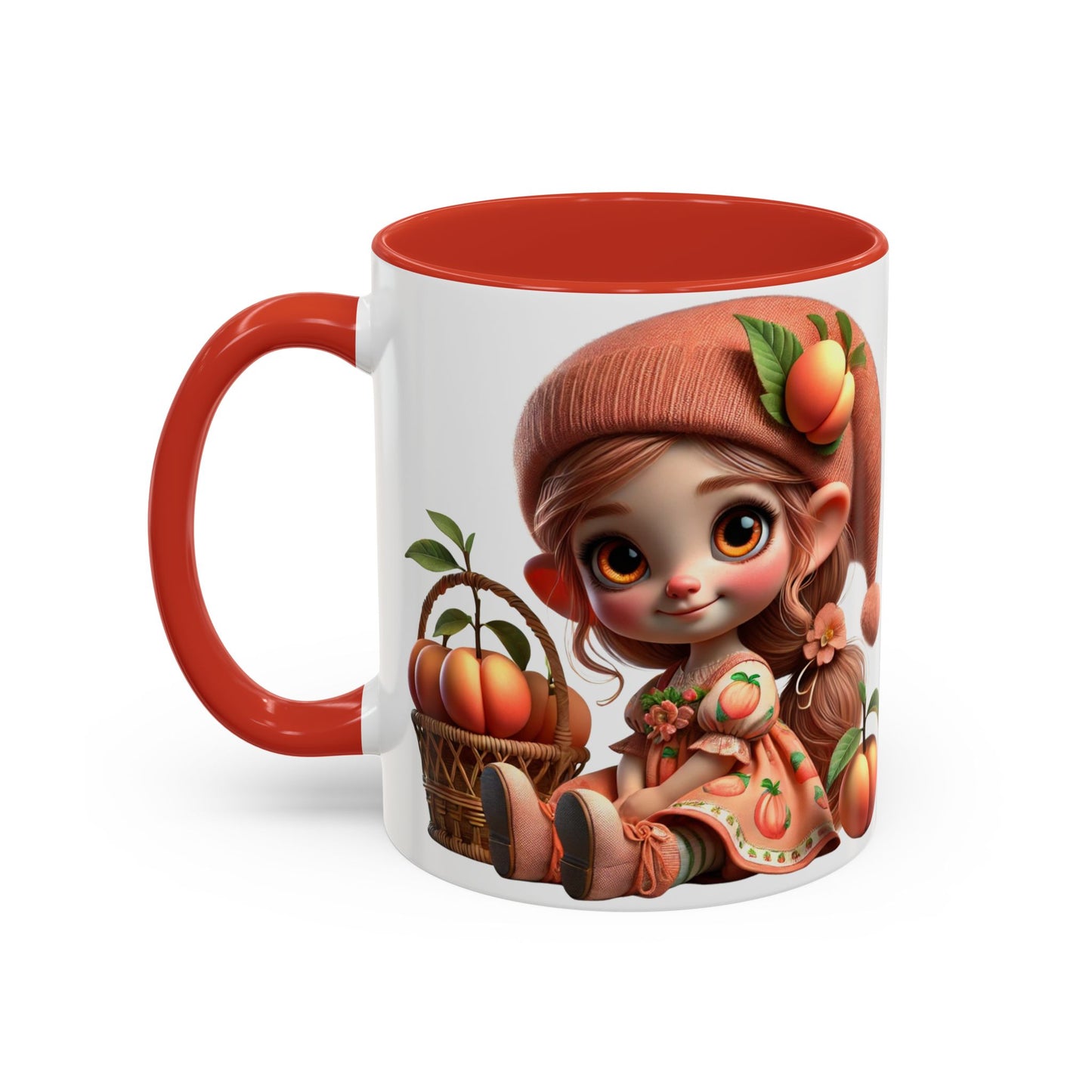 Cute Peach Character Accent Coffee Mug - Ideal for Cozy Mornings