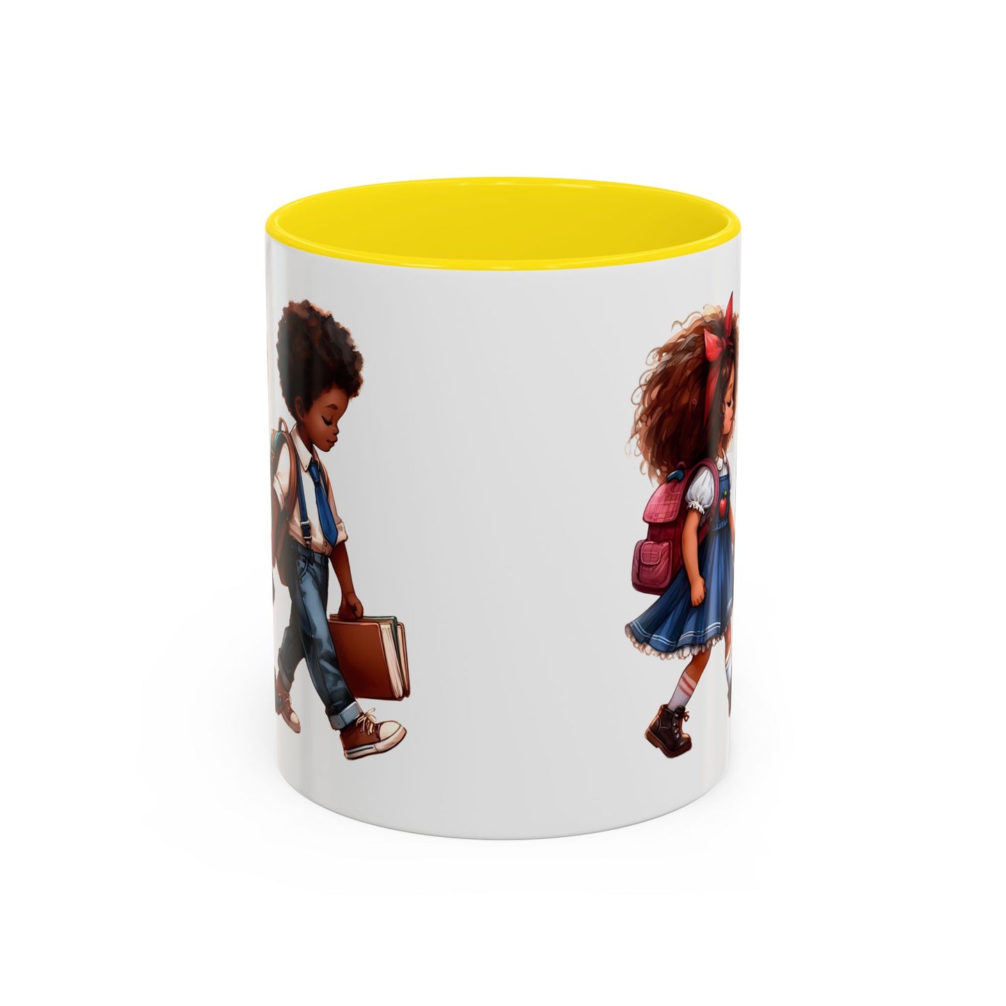 Cute Kids Walking Accent Coffee Mug | Back to School, Teacher Gift, Children's Art, Personalized Tea Cup, Unique Gift Idea