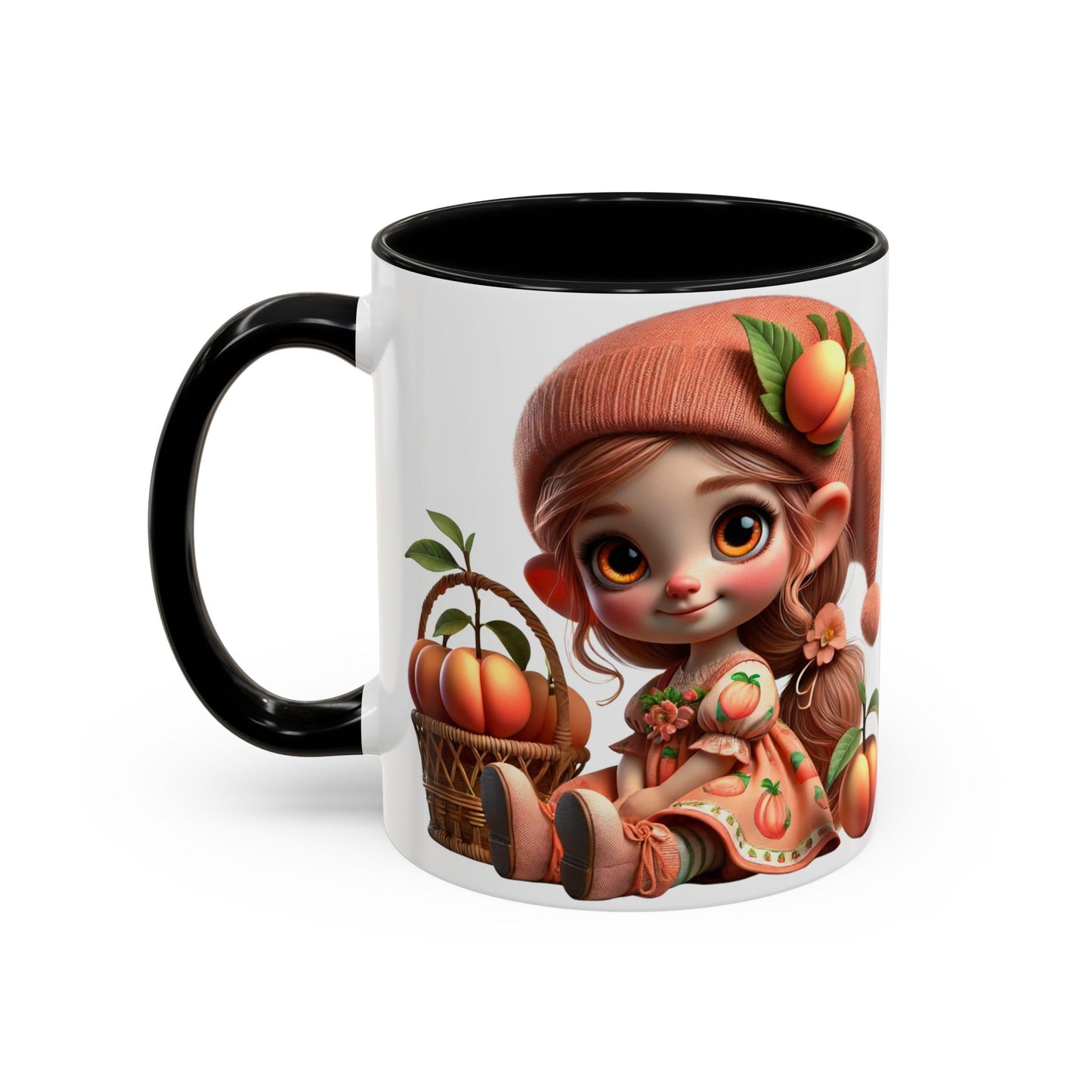 Cute Peach Character Accent Coffee Mug - Ideal for Cozy Mornings
