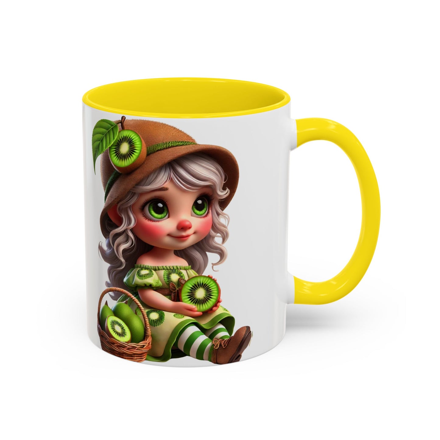 Whimsical Kiwi Accent Coffee Mug - Adorable Greenery Design for Nature Lovers